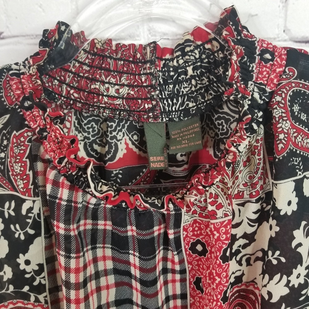 Sere Nade plaid & paisley sleeveless blouse XL - Picture 3 of 4